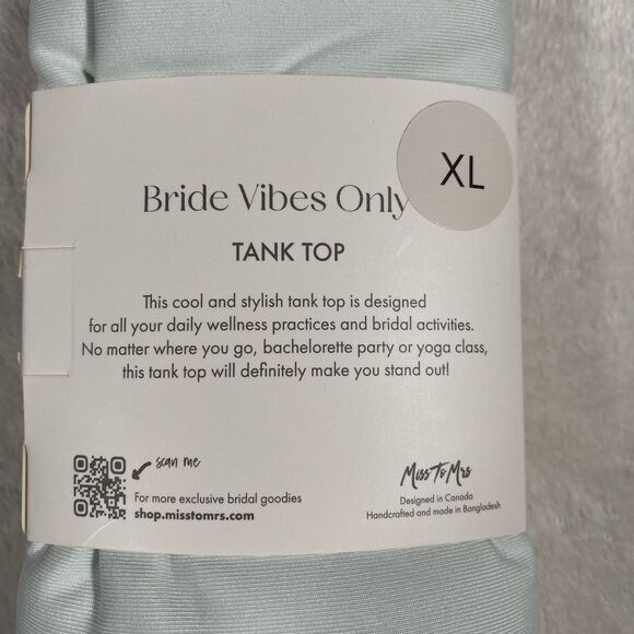 Miss To Mrs Sleeveless Bride Vibes Graphic Print Tank Top Coastal Blue Sz XL - Picture 2 of 2